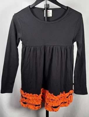 Vestido Jersey Lolly Wolly Doodle Manga Larga Negro Naranja Volantes Otoño Niñas 10 Foto 1 de 4