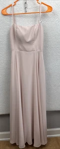 Barbie Azazie Women's Bridesmaid Maxi Dress Soft Pink Ruched Back Formal size C - Picture 1 of 18