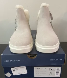 NIB Womens 9.5 B Cole Haan Grand Pro Rally Waterproof Suede Booties Dove Grey - Picture 1 of 5