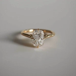 2Ct Radiant Cut Moissanite Solitaire Engagement Ring In Solid 14K Yellow Gold - Picture 1 of 5