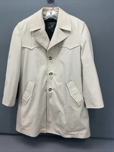 Men's Botany Khaki Weather Topper Trench Rain Coat Jacket Size 44 Regular - Picture 1 of 9