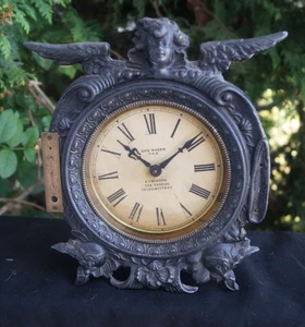 Antique C 1895 New Haven IRON FRONT Novelty Mantle Alarm Clock - RARITY - Picture 1 of 8