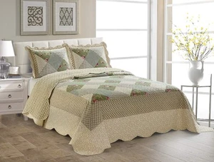 Ausgefallene Leinen Übergröße Gesteppt Decke Tagesdecke Set Neu (King/California Ki... - Bild 1 von 1