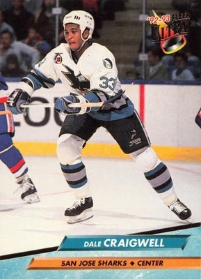 DALE CRAIGWELL 1992-93 Fleer Ultra #192 San Jose Sharks Center Hockey Card - Image 1 of 2