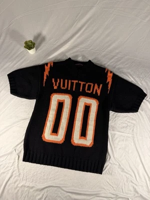 Louis Vuitton Black / Orange Football Knit Sweater Shirt S - Image 1 of 4
