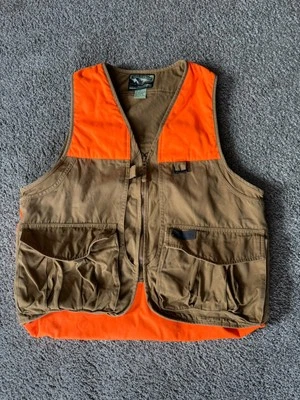 Vtg 90s Stream & Field Hunting Vest Size M Orange Duck Canvas Waterproof Coated - Image 1 of 4