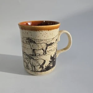 Welsh Beaker Company DARTMOOR PONY tazas moteadas tazas Gales vintage marrón esmaltado - Imagen 1 de 8