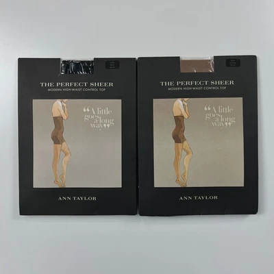 Lote 2 NUEVO Ann Taylor GRANDE Perfecto Transparente Cintura Alta Control Top Manguera Negro Desnudo Foto 1 de 4