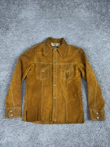 VINTAGE Apache Lederjacke Herren 38 hellbraun Wildleder Western Druckknopfleiste gefüttert 70er - Bild 1 von 17