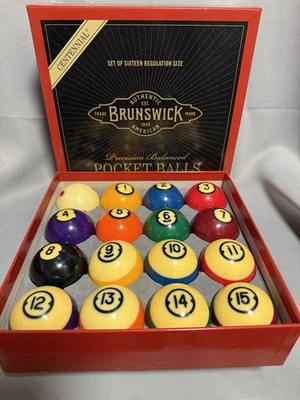 BRUNSWICK Centennial Vintage Pool Billiard POCKET BALLS Complete Set Of 16 - Image 1 of 4