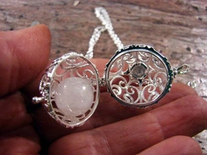 Wish Box OM Necklace,  + Charging Lemurian Calcite Rose Quartz Free Chain - Picture 1 of 8