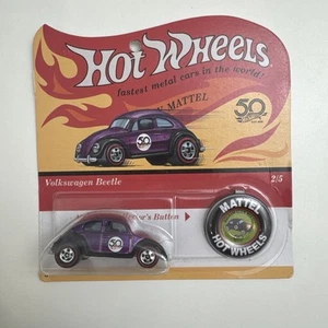 Hot Wheels 50th Anniversary Volkswagen Beetle 1:64 w/ Button #2/5 Sealed - Picture 1 of 5