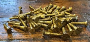 Lot Of 50 Brass Flat Head Slotted 1” Assorted Screws NOS - Picture 1 of 7