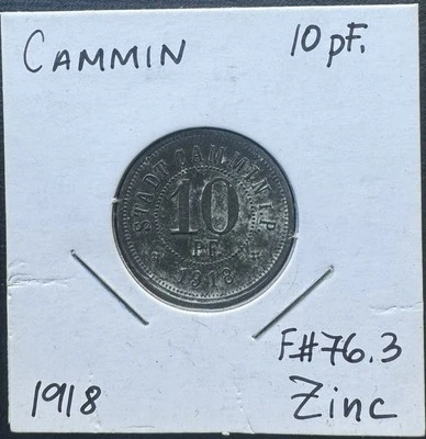 Cammin 10 pfennig 1918 zinc notgeld - Image 1 of 2