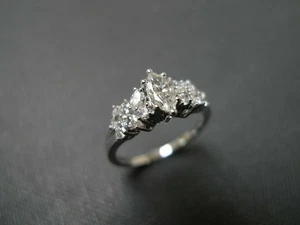3.0 Ct Marquise Cut Simulated Diamond Engagement Ring in 14k White Gold Plated - Picture 1 of 9