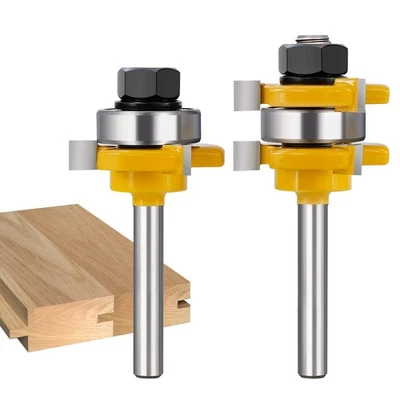 XCAN 2Pcs Tongue and Groove Set 1/4'' Shank Wood Milling Cutter 3T Joint Router Bit