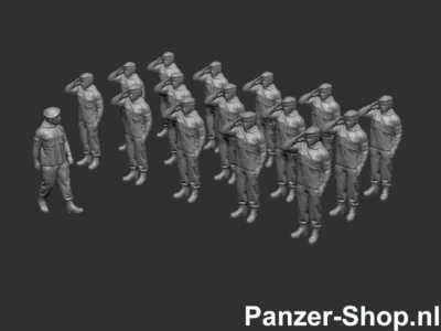 PANZER-SHOP.NL 16x Bundeswehr Figuren, Saluerende Soldaten, Spur H0, 1:87, Unbemalt, Minitanks
