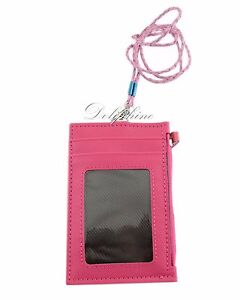 Multi Color PU Leather ID Holder with card slots, zipper Purse and lanyard