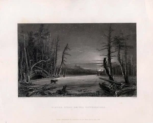 Winter Scene in the Catterskills, NY 1850, W H Bartlett original print - Picture 1 of 1