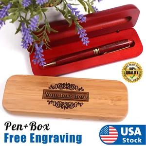Wood Pen+Box Engraved Pen Personalized Boss Teacher Gift groomsmen gift ideas  - Picture 1 of 14