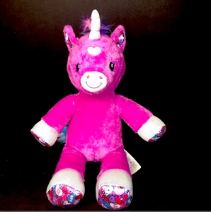 Build A Bear Hot Pink Rainbow Candy Hearts Unicorn Sparkly 16" Stuffed Plush - Picture 1 of 7