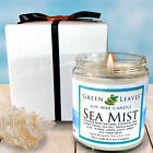 Sea Mist Scented Green Leaves 6oz Handmade Mason Single Wick Soy Wax Candles!