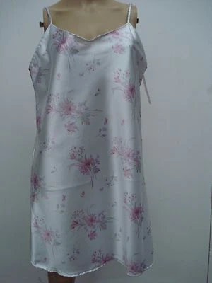 Hecho en EE. UU. Lencería Nancy King Vestido Chemise Talla Grande Blanco con Multi #559Q Foto 1 de 2