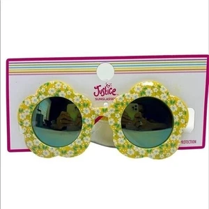 Justice Sunglasses Girls Yellow Flower Shape Mirrored 100% UV Protection NE9 - Picture 1 of 4