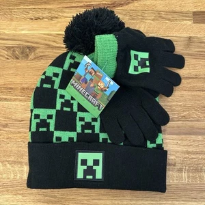 Minecraft Creeper Beanie and Gloves Set - Winter Hat - Gaming Gifts Youth OSFM - Picture 1 of 5