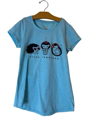 Justice Top для девочек размер 12 светло-синий ежик стик вместе девчачий шик - Изображение 1 из 4