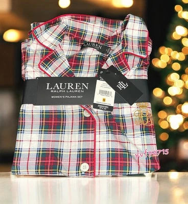 Conjunto de pijama con cuello para mujer Lauren Ralph Lauren estampado a cuadros S Navidad tradicional Foto 1 de 3