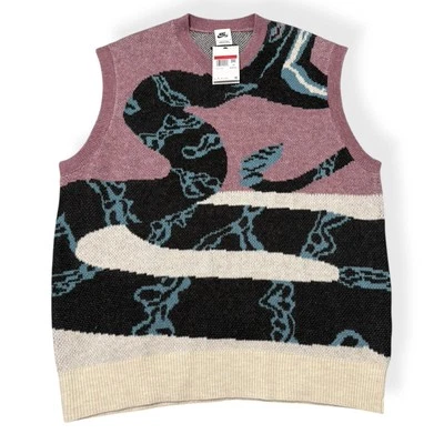Nike SB Skateboarding Vest Plum Dust Light Orewood Knit Sweater Size Large New - Image 1 of 4