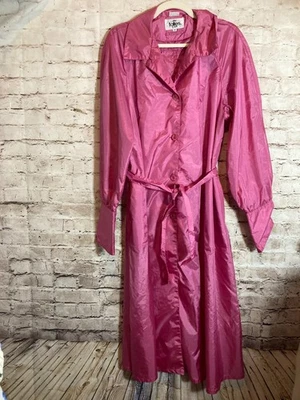 Abrigo The Totes Vintage Años 80 14 Rosa Largo Completo Botón Frontal Trench Ligero Foto 1 de 4