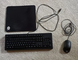 3 in 1 - SteelSeries Apex 100 Keyboard, Rival 110 Mouse, And Mousepad - Picture 1 of 8