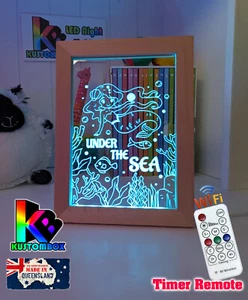 MERMAID IN THE SEA PERSONALISED 3D LED Night Light USB 7 Colour Change Kids Lamp - Picture 1 of 12