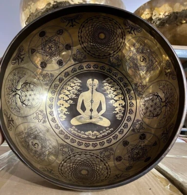 14 Extra Large Singing Bowl-Deep Long Sound Vibration Bowl-Yogi Flower of Life - Image 1 of 4