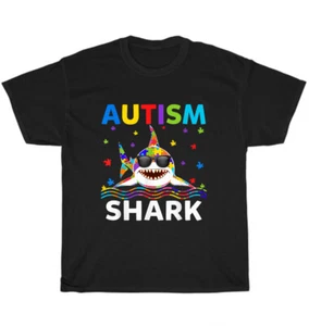 Funny Autism Shark Puzzle Autism Awareness Month Supporter T-Shirt Unisex Gift - Picture 1 of 4