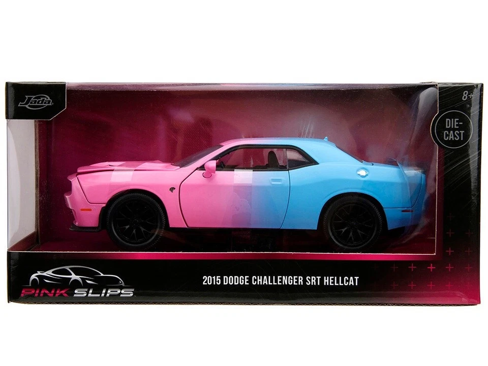 Jada 1/24 Pink Slips - 2015 Dodge Challenger SRT HELLCAT Rose Et Bleu - Photo 1/1