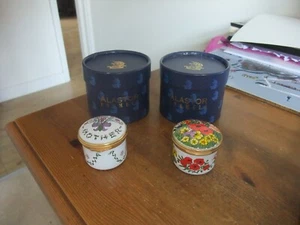 Lovely Pair Of Alastor Enamels Hinged Trinket/Pill Box With Clock - Picture 1 of 7