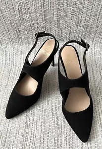 Scarpe Carlton London adatte al Regno Unito 3,5 donna nere finta pelle imbracatura posteriore tacchi 8 cm - Foto 1 di 7