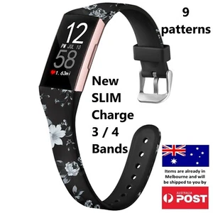 New Slim Patterned Replacement Band - Charge 3 4 Silicone Watch Sports Strap - Picture 1 of 18