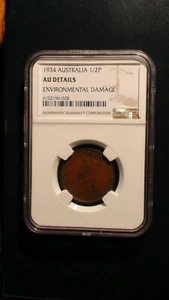 1934 Australia Half Penny NGC AU 1/2 P Coin PRICED FOR QUICK SALE! - Picture 1 of 4