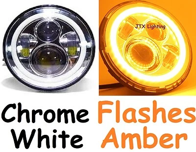7"CHROME Headlights White flash AMBER Chevrolet Chev Chevy Bel-Air C10 C20 C30 - image 1 of 4