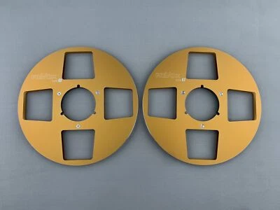 1 par de carretes de cinta vacíos naranja estándar de 10,5" REVOX 1/4" para grabadoras de cinta R2R Foto 1 de 4