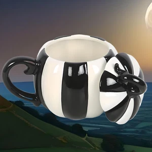Black and White Striped Pumpkin Lidded Mug - Picture 1 of 3