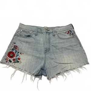 Madewell Embroidered Denim Cutoff Shorts Vintage Style Sz 30 - Picture 1 of 14