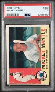 1960 Topps Mickey Mantle PSA 3 #350  Baseball Card New York Yankees Fresh Case