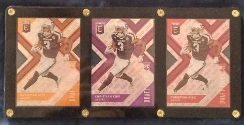 (3) 2018 Panini Elite Christian Kirk Draft Picks Status "V" Orange, Red & Purple - Image 1 of 4