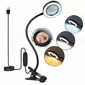 Magnifying Glass with Light, Craft Lamp Adjustable Gooseneck Clip on Light 12W 3 - Picture 1 of 12