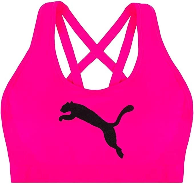 new PUMA Women's Seamless Sports Bra HOT PINK REMOVABLE CUPS HALTER BACK M - Image 1 of 1